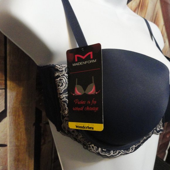Maidenform Extremt lift Blue embroidered Cute Bra~Nwt~36C~ - Picture 2 of 6